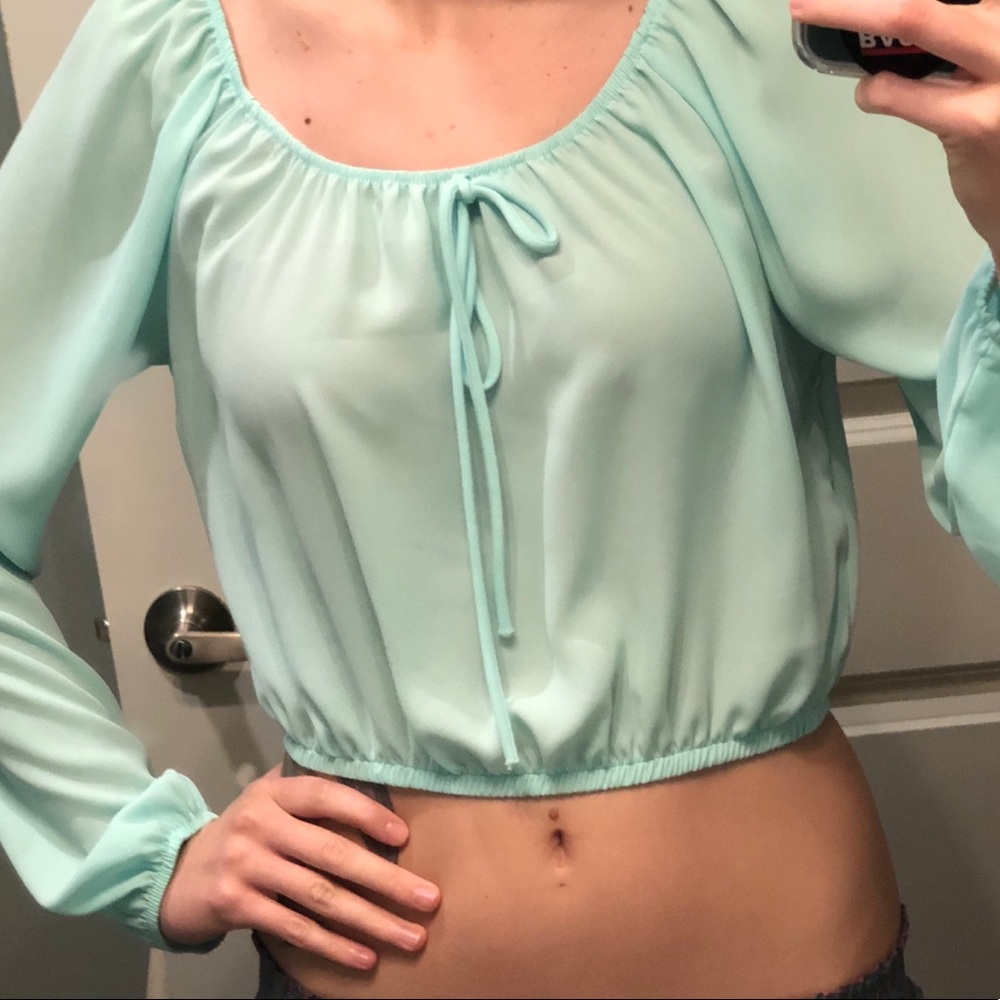 Cute mint blue crop top